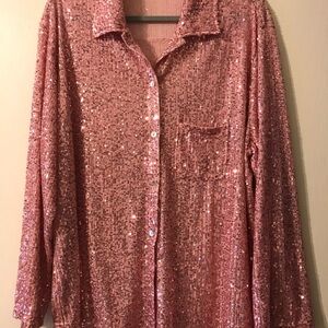 Pink sequin dress shirt